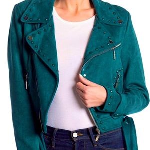 Love Token suede studded biker jacket